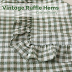 2 Pack Sage Green Gingham Ruffle Pillow Shams King Size 20"x36" - Image 5