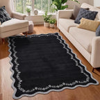 GarveeHome 3x5 Scalloped Washable Area Rug Non Slip Bedroom Entryway Rug - Image 2