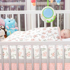 Hahafelt 3 Pcs Pink Floral Baby Crib Bedding Set - Image 5