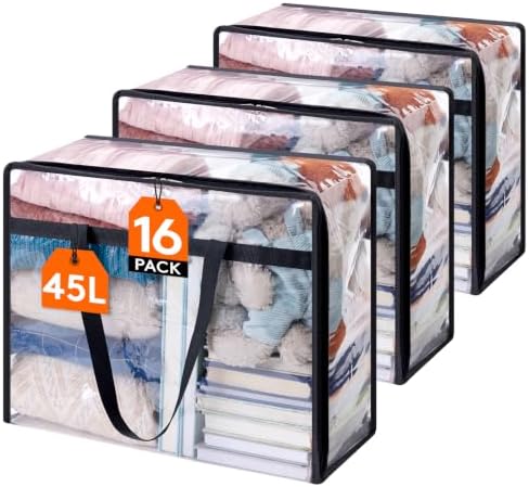 Lifewit 45L Clear Clothes Storage Bags, Plastic Foldable Blanket Storage Bag by Lifewit