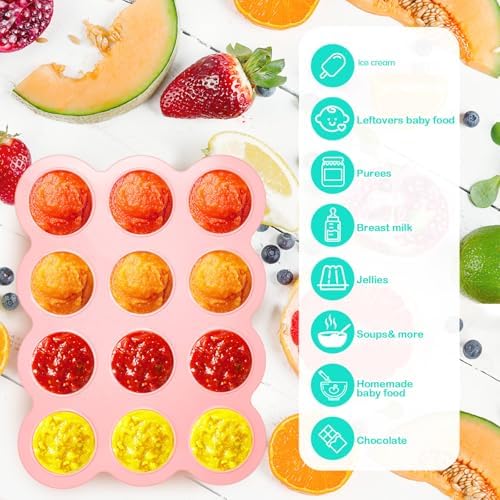 Potchen 3 Pcs Baby Food Storage Container 12 Cup Silicone Baby Food Freezer Tray - Image 3