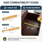 Fabsome Drawer Divider 6 Pack, Bamboo Kitchen Dividers Organizers Adjustable - Image 6