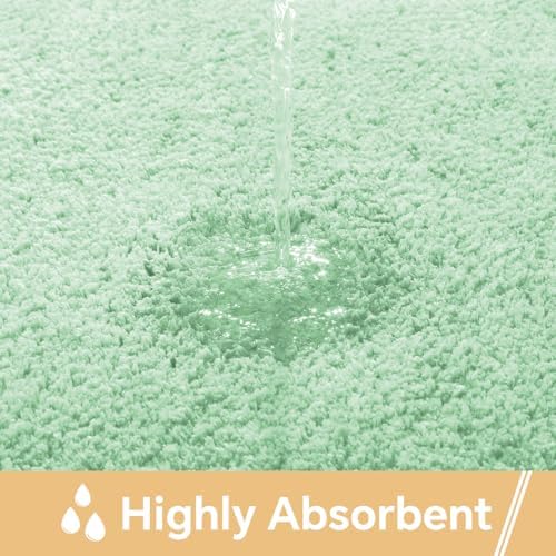 Polyester Bathroom Rug 24"x36" Light Green, Non-Slip Soft Bath Mat - Image 4