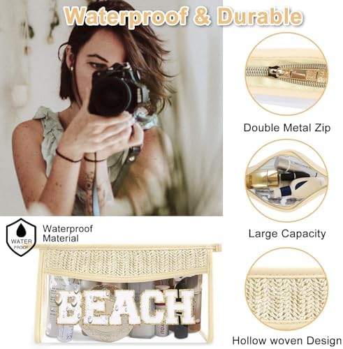 Iqimott 2Pcs Clear Patch Makeup Letter Bag, Boho Letter Bag - Image 3