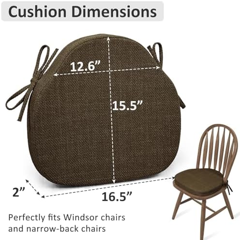 Shinnwa Dining Chair Cushions Set of 6, High-Resilience Foam Windsor Seat Pads - Image 6