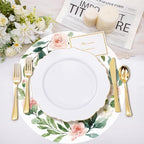 50 Pack Paper Placemats Disposable Pink Floral Wedding Placemats 13.7 Inch Rose - Image 4