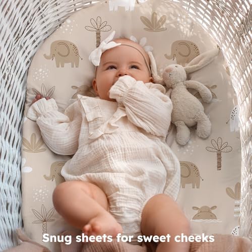 Baby Bassinet Sheets, 3 Pack Fitted Bassinet Mattress Sheets, Compatible - Image 3