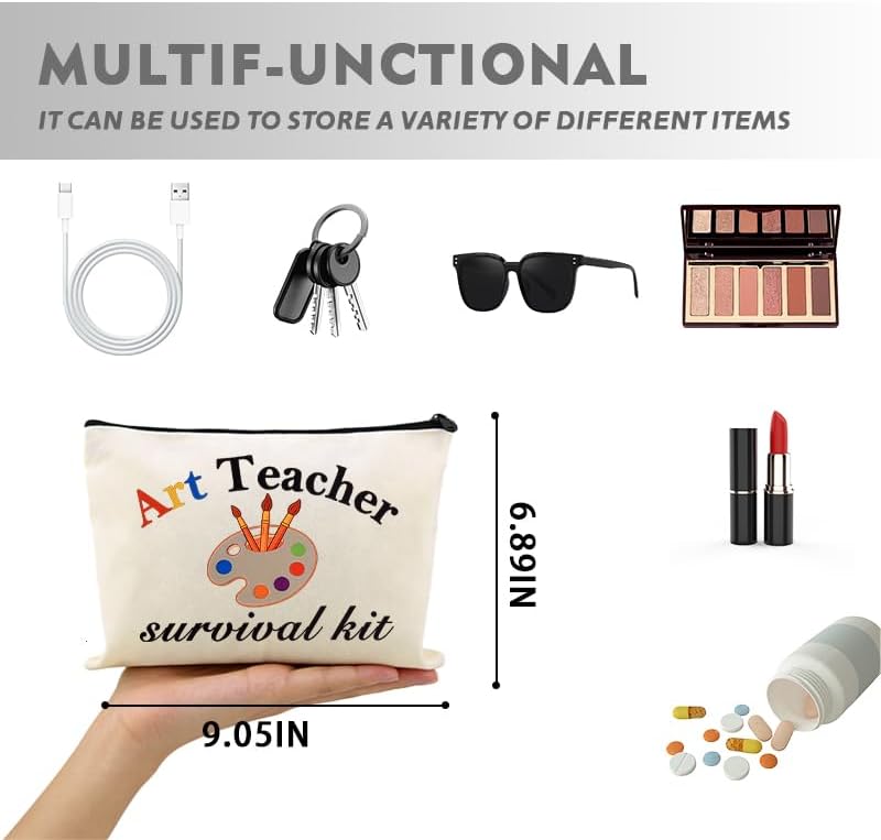 Funny Art Teacher Survival Kit Cosmetics Bag Pouch Zipper Makeup Bag - Image 2
