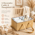 Large Wicker Baby Diaper Caddy Organizer, Bamboo Storage Basket - Image 7