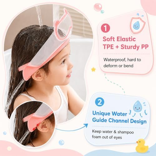 FUNUPUP Baby Shower Cap for Toddlers Kids, Soft TPE Silicone, Nude Pink - Image 2