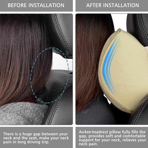 Aukee Car Neck Pillow Soft Memory Foam Leather Headrest - Image 4