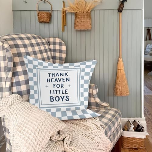 Blue Thank Heaven for Little Boys Pillow Covers 18x18 Boy Nursery Decor - Image 6