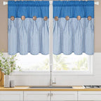 ASPMIZ Linen Kitchen Curtains 24 Inch Length, Farmhouse Boho Button Kitchen by ASPMIZ