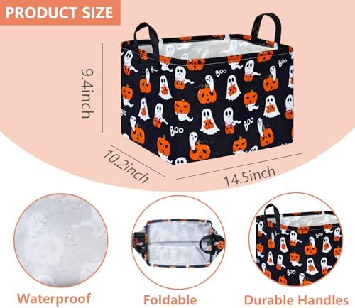 Pumpkin Pattern Storage Basket Gift Shelf Basket Storage Bin, Nursery Basket - Image 7