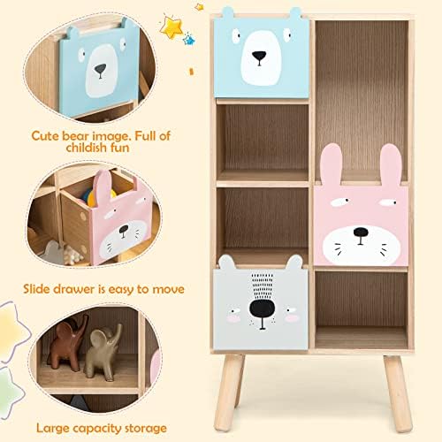INFANS Kids Bookcase Toy Storage Organizer, Children Storage Cabinet - Image 5