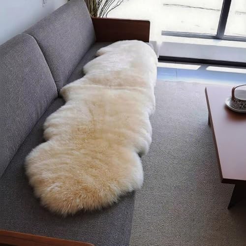 Genuine Real NZ Sheepskin Area Rug Fluffy Lambskin Fur Cream 2' x 6'3"ft - Image 5