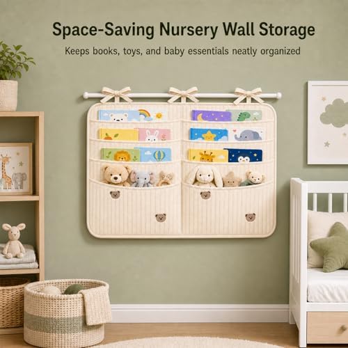 Bedside Caddy Nursery Playpen Organizer, Hanging Crib Book & Toy Storage - Image 5