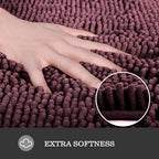 Yeaban Chenille Black Bathroom Rug 20"x32", Non-Slip Rubber Backing - Image 2