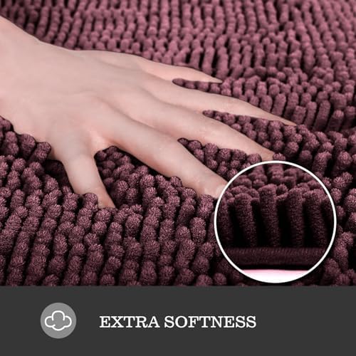 Yeaban Chenille Black Bathroom Rug 20"x32", Non-Slip Rubber Backing - Image 2