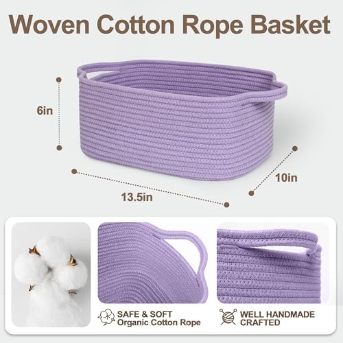 Cute Purple Gift Basket, Woven Baskets - Image 2
