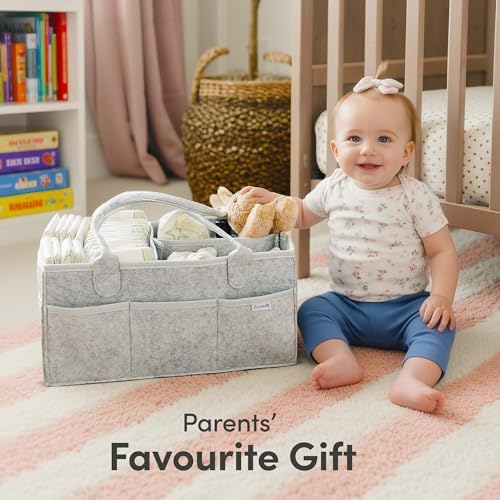 PUTSKA Baby Diaper Caddy Organizer, Felt Nursery Basket - Image 6