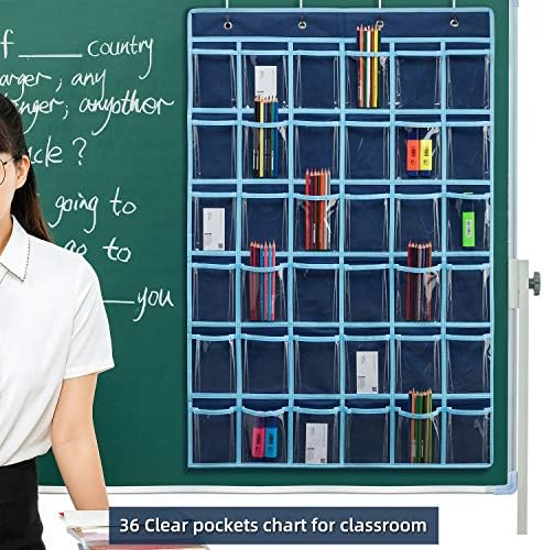 SAVERHO 36 Clear Pockets Classroom Pocket Chart - Image 6