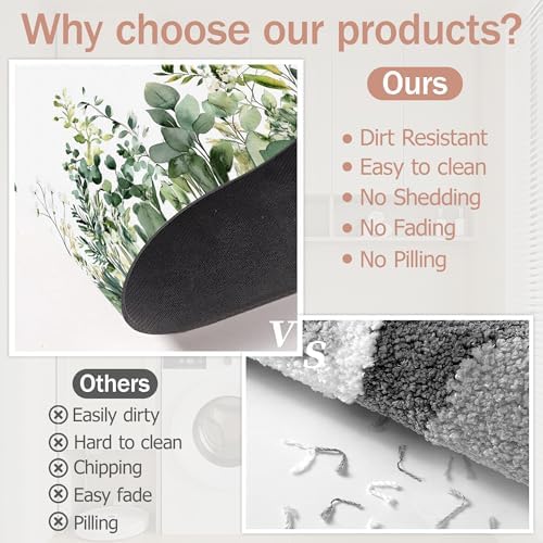 Non Slip Bath Mat, Watercolor Eucalyptus Leaves Bathroom Decor - Image 5