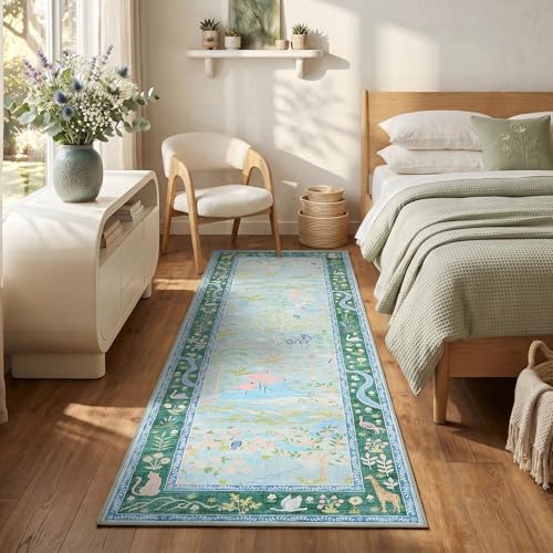Long Runner Rug for Hallway 2x8 Whimsical Woodland Throw Runner Carpet Non Slip - Image 4