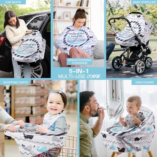 Metplus Baby Car Seat Cover, No Touch Sign Carseat Canopy & Nursing Covers - Image 5