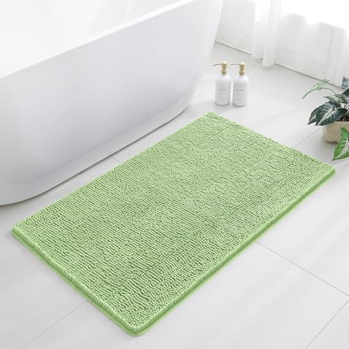 Chenille Bathroom Rug 30"x50" Seafoam Green, Large Plush Bath Mat by Kildoss