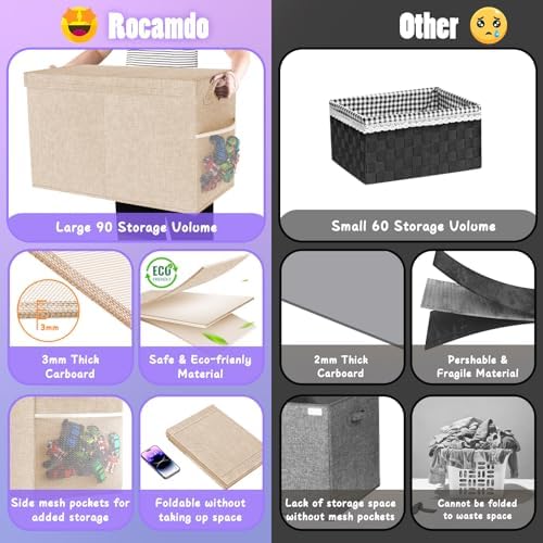 Large Toy Storage Box with Lid, Collapsible Kids Toy Chest - Image 5