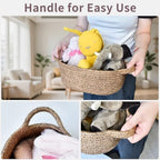 ABenkle Small Basket with Handles, Boho Decorative Rope Woven Dog Cat Toy - Image 7