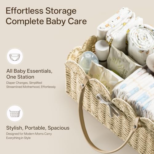 HBlife Baby Diaper Caddy, Paper Rope Storage Baskets Nursery Bin - Image 4