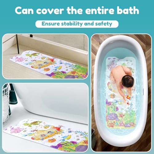 Baby Bath Mat 40x16in Cartoon Kids Bathtub Mat Non Slip - Image 2