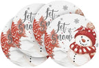 Artoid Mode Red Winter Snowman Vinyl Round Placemats Set of 4, 14 Inch Washable by ArtoidMode