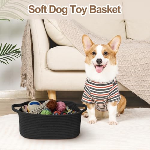 Black Basket for Gifts, Woven Gift Baskets Empty, Cotton Rope Storage Bin for - Image 5