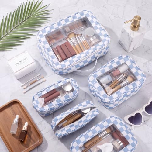 Thinkday 5 Pcs Diaper Bag Organizer Pouch Set Clear Makeup Bag, Sky Blue - Image 4