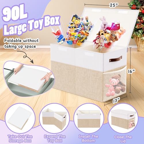 Large Toy Storage Box with Lid & Dividers, Kids Toy Chest - Image 2