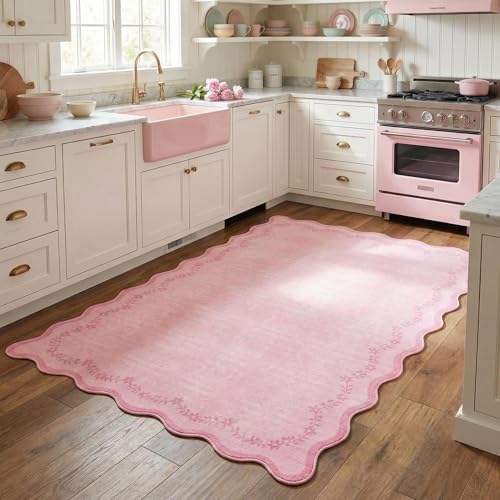 GarveeHome 3x5 Scalloped Washable Area Rug Non Slip Bedroom Entryway Rug - Image 3