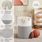Artfeel Laundry Basket, Woven Cotton Rope Laundry Hamper, 80L - Image 6