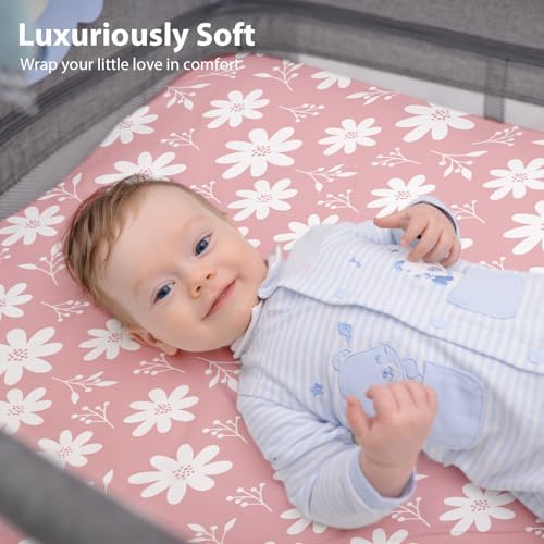 Baby Bedside Bassinet Sheets Girl, 33”x20” Compatible - Image 7