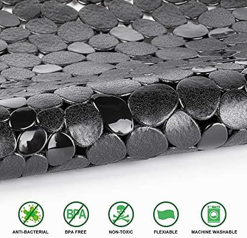 WELTRXE Pebbles Bath Mat for Tub Black Non-Slip Bathtub Mat - Image 2