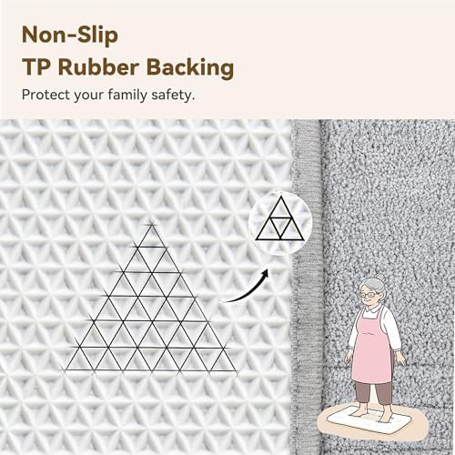 GRANNY SAYS Gray Stripe Bathroom Rug 16" x 24", Non-Slip Bath Mat - Image 7