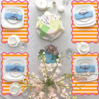 JarThenaAMCS 120 Pcs Summer Stripe Scalloped Paper Placemats Sunset Soiree - Image 5