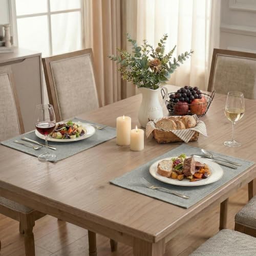 Artoid Mode Light Grey Placemats Set of 4, 12x18 Inch Washable Holiday Table - Image 2