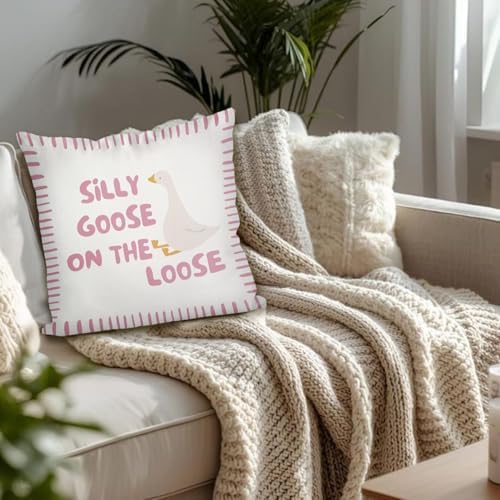 Pretty Pink Silly Goose Pillow Cover Toddler Girl Bedroom Decor - Image 4