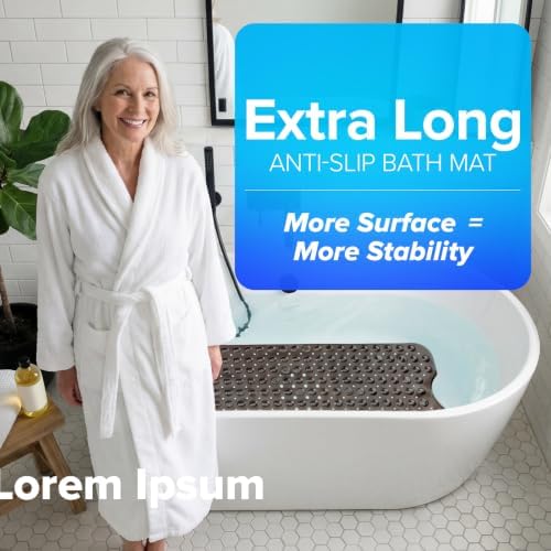 SlipX Solutions 39x16 Extra Long Non Slip Bath Mat, Tub & Shower - Image 4