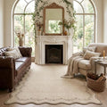 GarveeHome 5x7 Scalloped Area Rug Jute Washable Bedroom Living Room Rug by GarveeHome