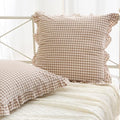 2 Pack Taupe White Gingham Ruffle Throw Pillow Covers 22''x22'' by KMASANIJI