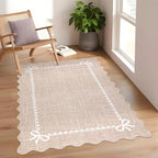 GarveeHome Scalloped Bow Rug 3x5 Washable Camel Rug - Image 2